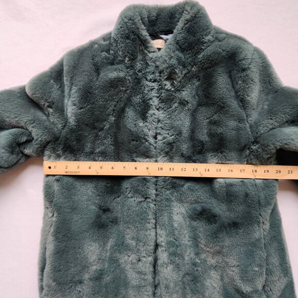 Lovestitch Electric Feel Pine Green Faux Fur Coat Soft Cozy Warm Winter Medium - Picture 10 of 13
